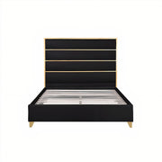 FOA FM77005GDBK-Q-BED Andriola Gold & Black Platform Queen Bed