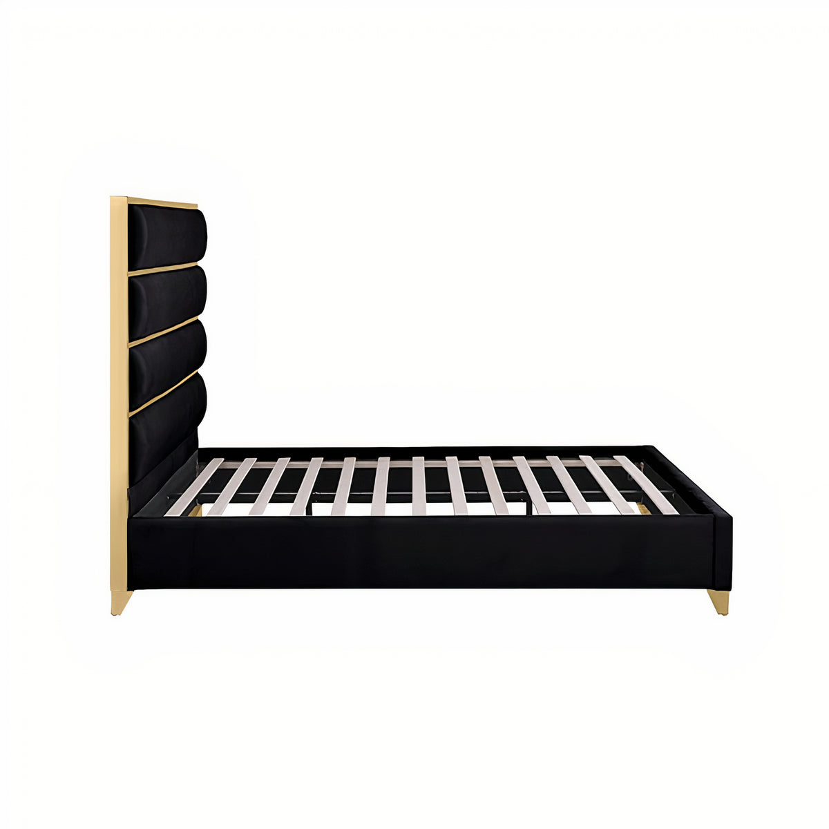 FOA FM77005GDBK-Q-BED Andriola Gold & Black Platform Queen Bed