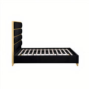 FOA FM77005GDBK-Q-BED Andriola Gold & Black Platform Queen Bed