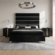 FOA FM77005SVBK-K-BED Andriola Silver & Black Platform King Bed