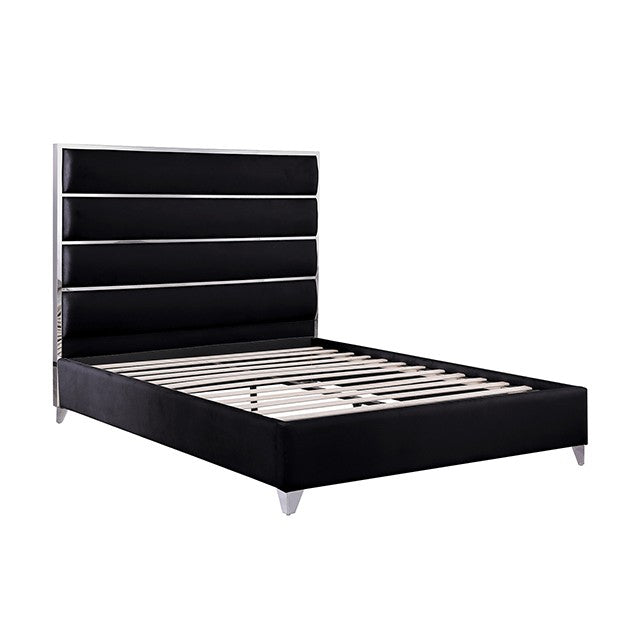 FOA FM77005SVBK-K-BED Andriola Silver & Black Platform King Bed
