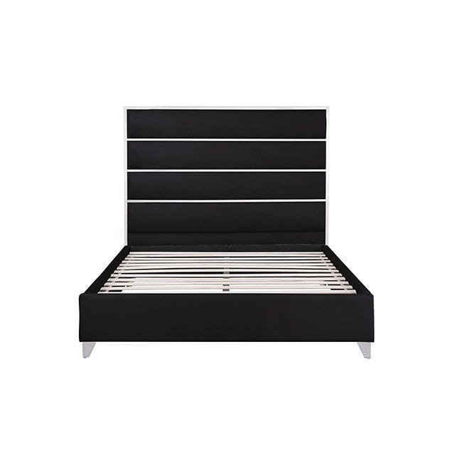 FOA FM77005SVBK-Q-BED Andriola Silver & Black Platform Queen Bed