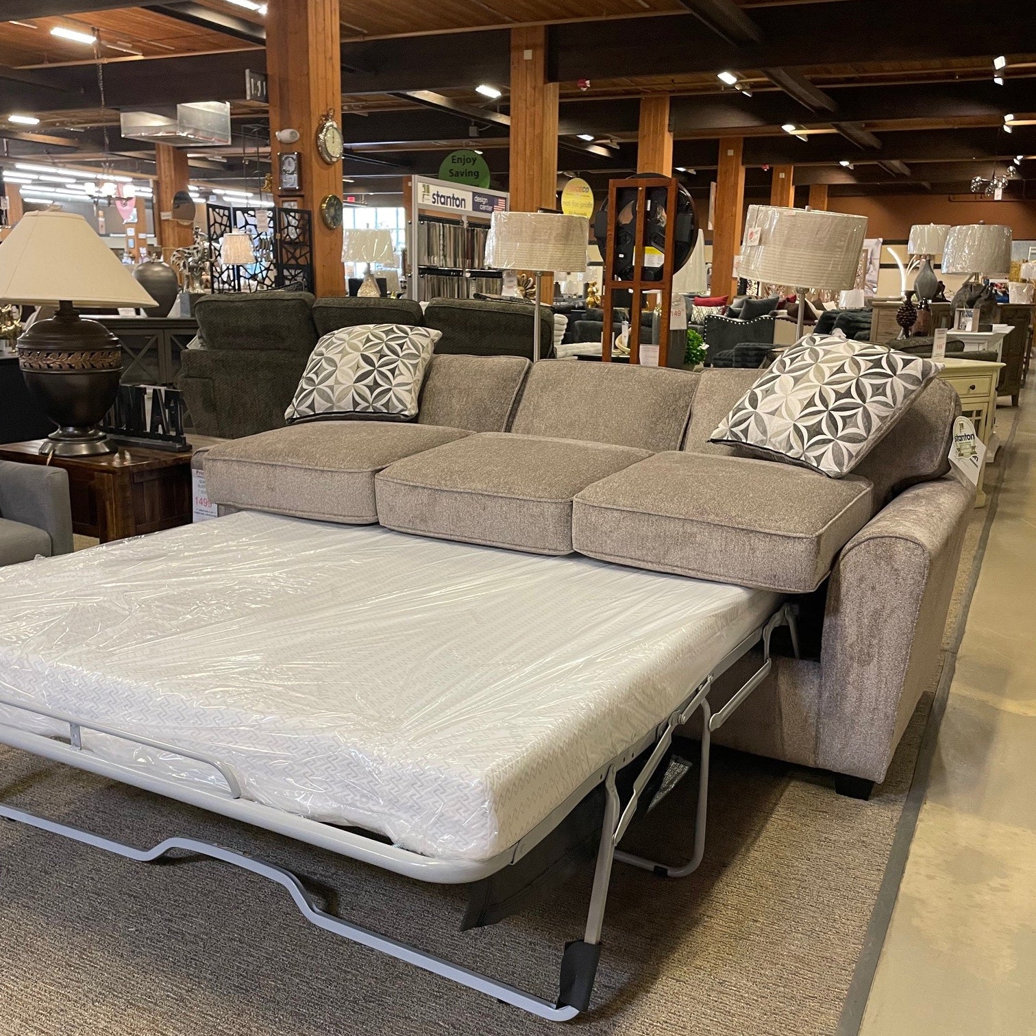 Stanton 64315 Lux Pewter Terrazzo White Gold Queen Sofa Sleeper