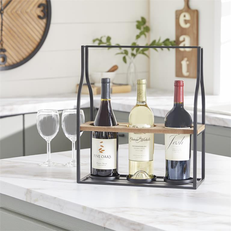 UMA 77899 Black Metal Farmhouse Wine Holder