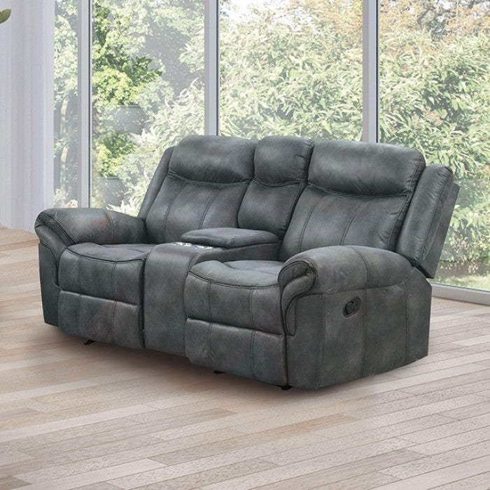 FOA NX6001DG-LV Agata Dark Gray Manual Glider Loveseat