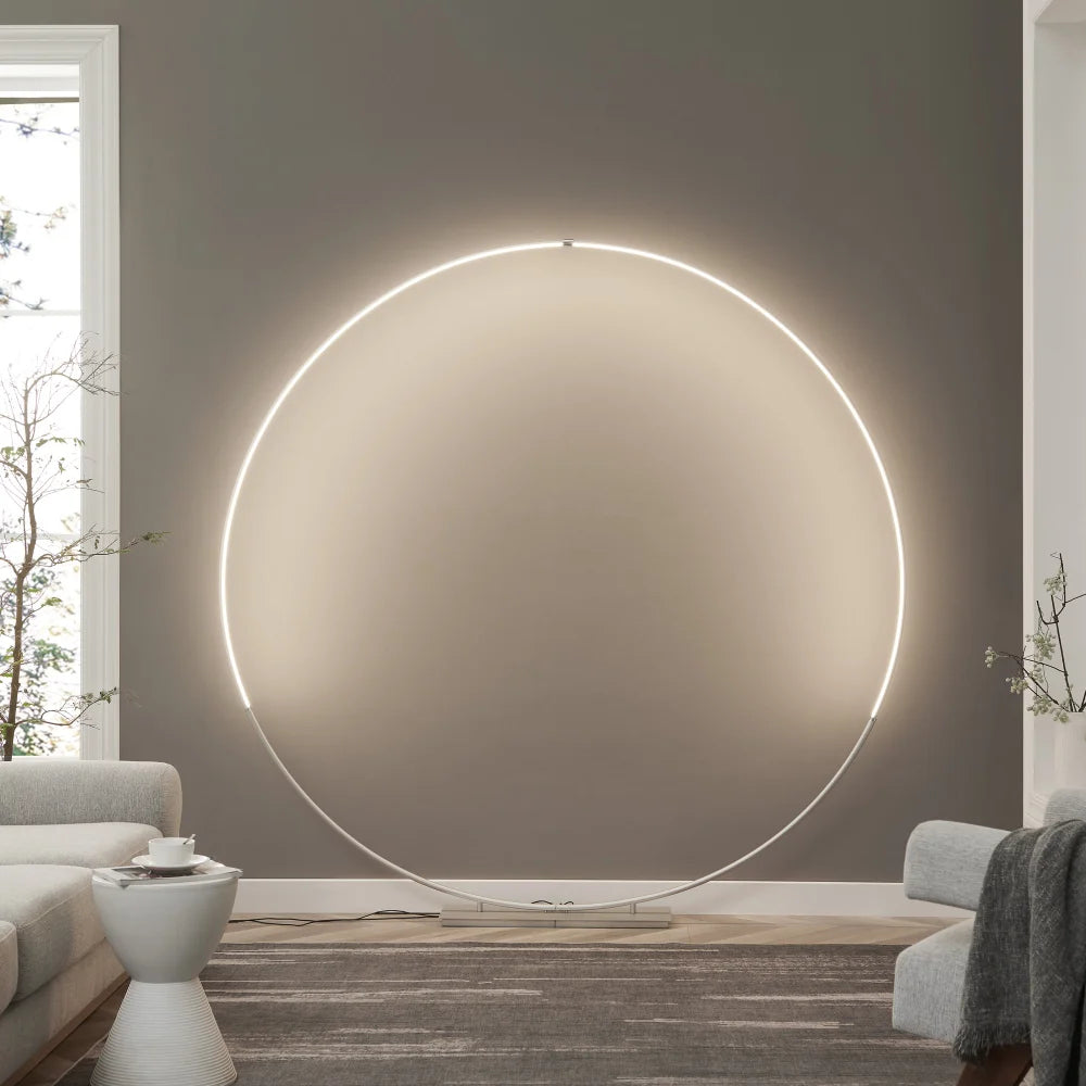 Lite Source LS-83897SILV Monita Silver Circle Floor Lamp (Bigger)