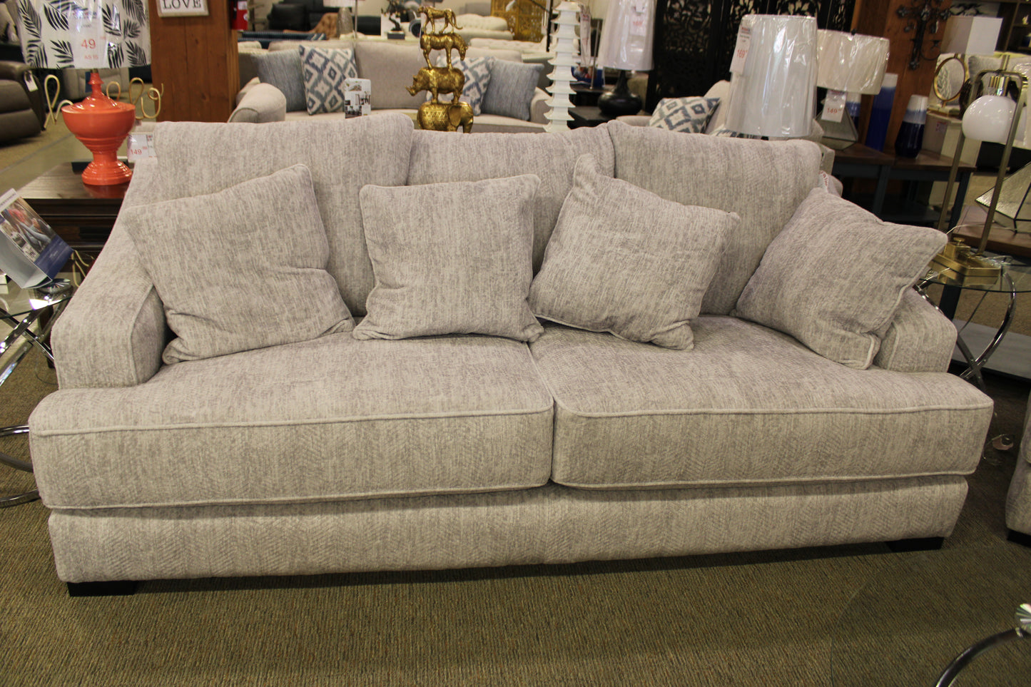 Stanton 37601 Zaftig Dove Sofa w/ Alessio Dove & Zaftig Dove Pillows
