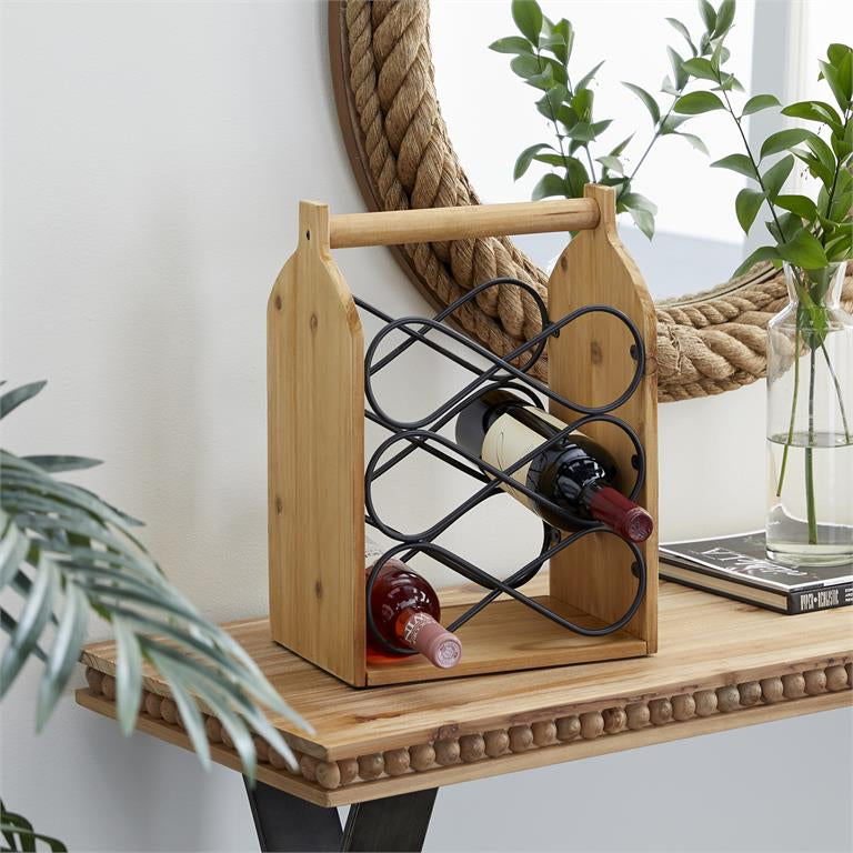 UMA 89291 Brown Wood Rustic Wine Holder