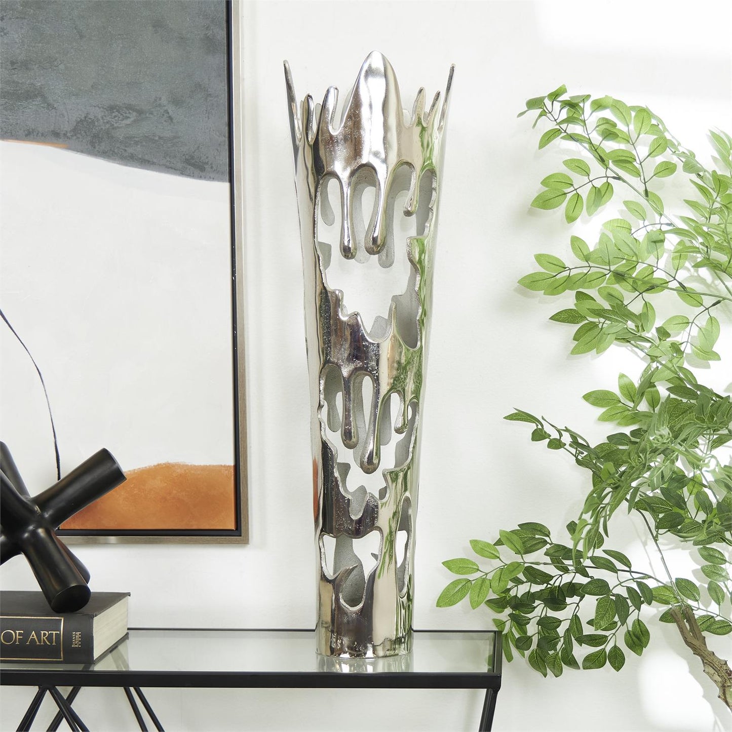 UMA 40233 Silver Aluminum Drip 31" Vase