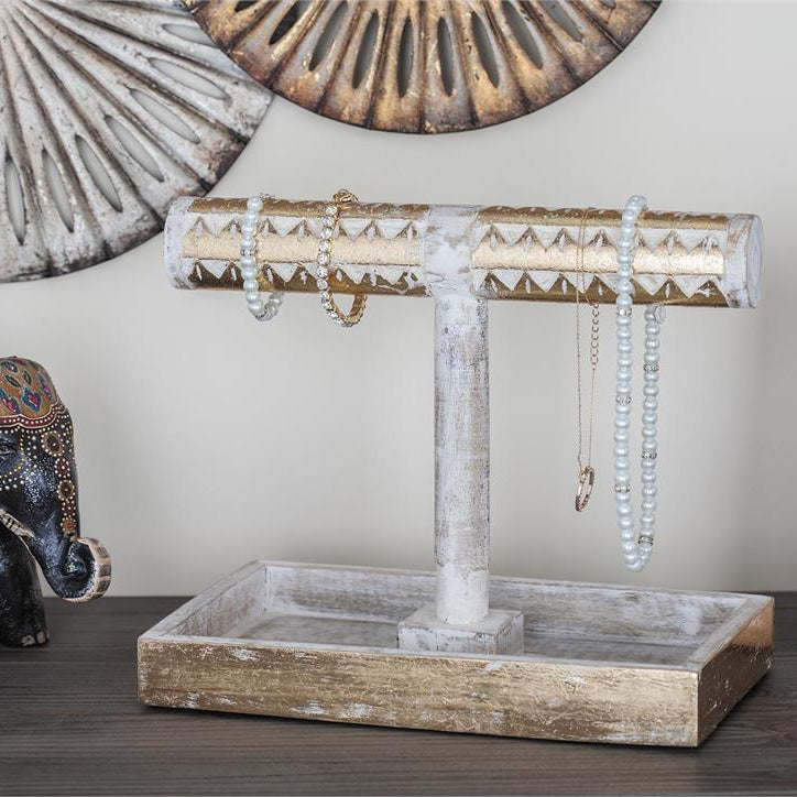 UMA 30966 Gold and White Jewelry Stand