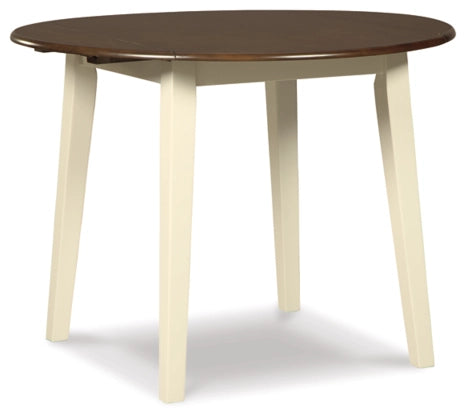 ASHLEY D335-15 WOODANVILLE CREAM & BROWN DROP LEAF DINING TABLE