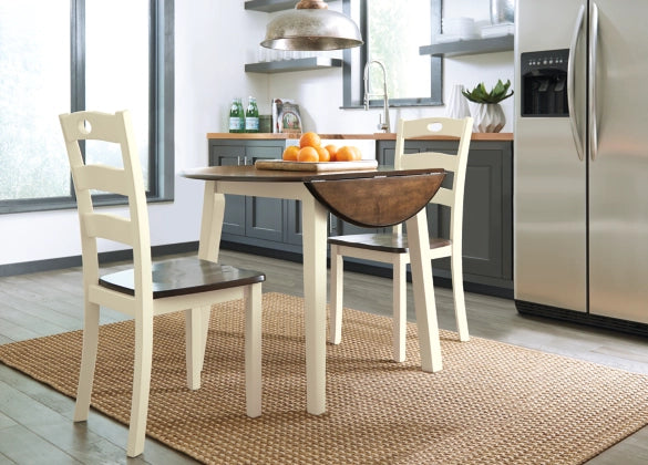 Ashley D335 Woodanville Cream & Brown 3 Piece Drop Leaf Dining Table Set