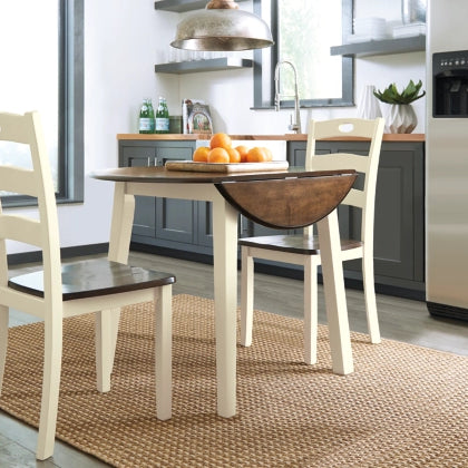 Ashley D335 Woodanville Cream & Brown 3 Piece Drop Leaf Dining Table Set