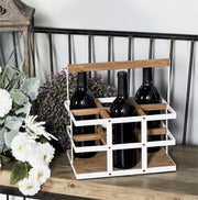 UMA 89266 White Metal Farmhouse Wine Holder