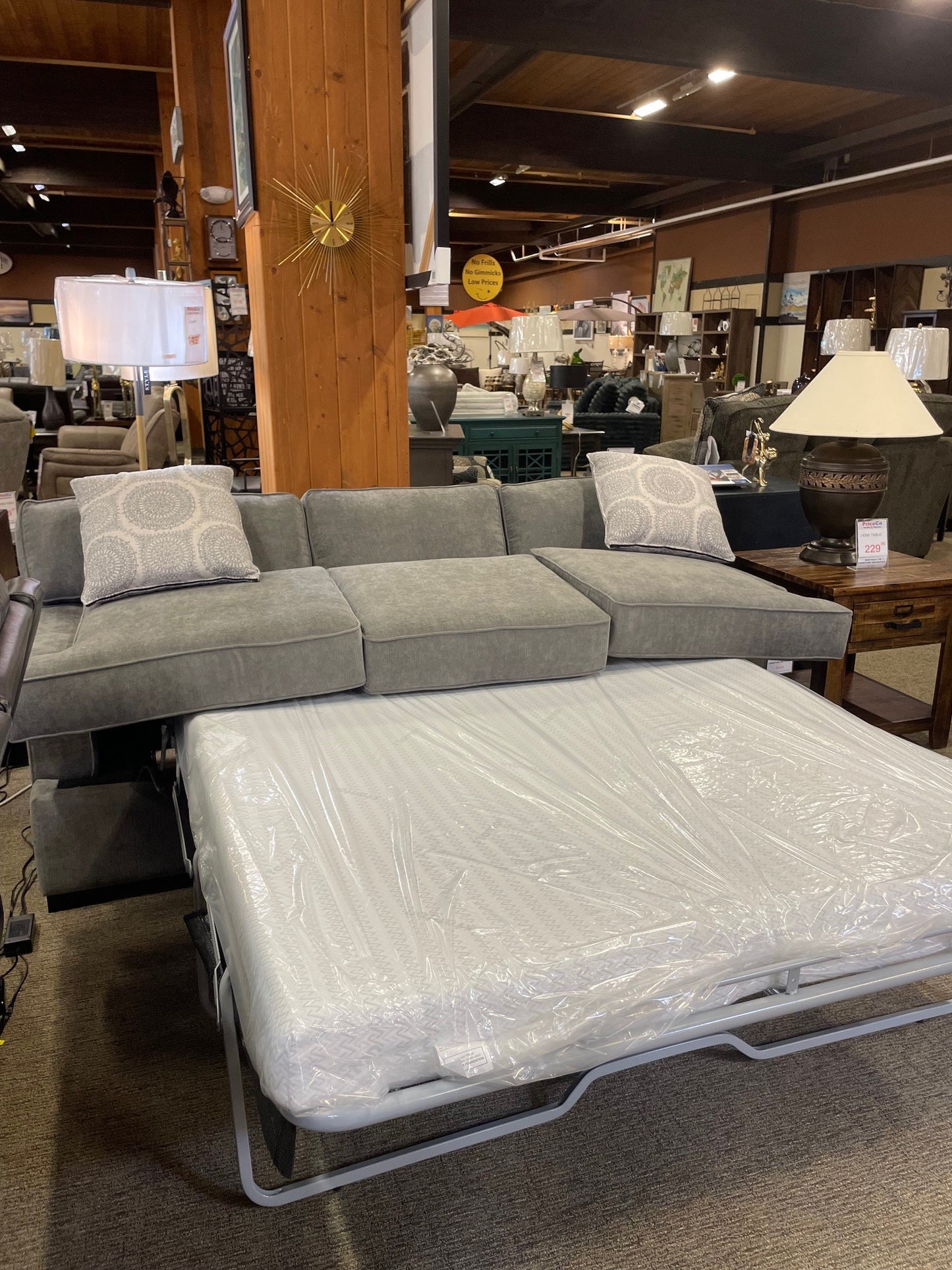 Stanton 14615 Stellar Smoke Davenport Hazel Espresso Leg Queen Sofa Sleeper