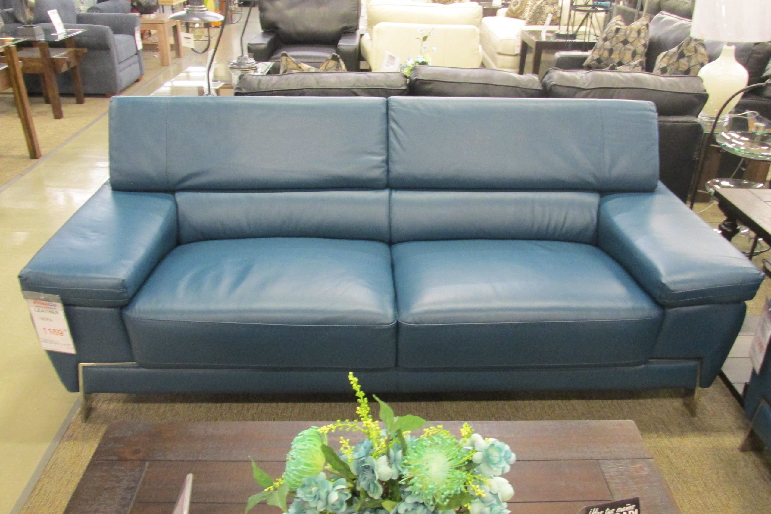 leather italia blue sofa