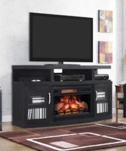 Twin Star Cantilever Black Mantel & Fireplace